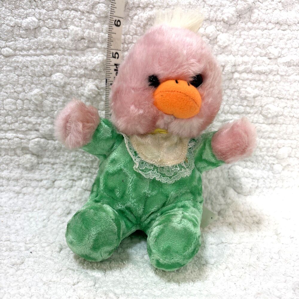 Tb Trading Co Tiny Pink Duck Plush Stuffed Animal 6" Vintage 1990s/Y2K Era Green